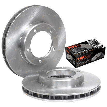 2 Front Disc Rotors + Brake Pads Kit for Landcruiser 76 78 79 105 (1998–2017)
