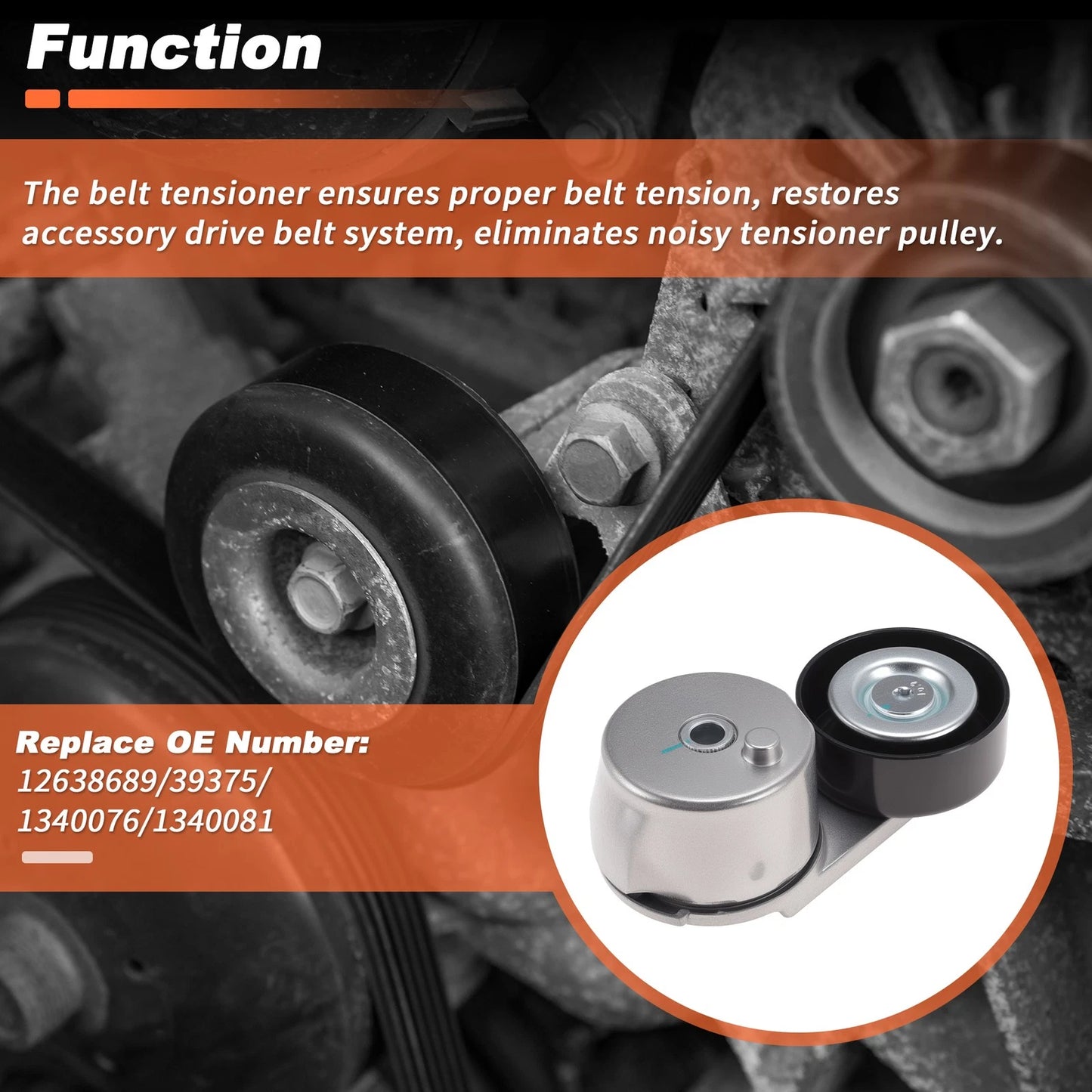 Drive Belt Tensioner Pulley Assembly for Chevy Equinox Cruze Malibu (2005–2020)
