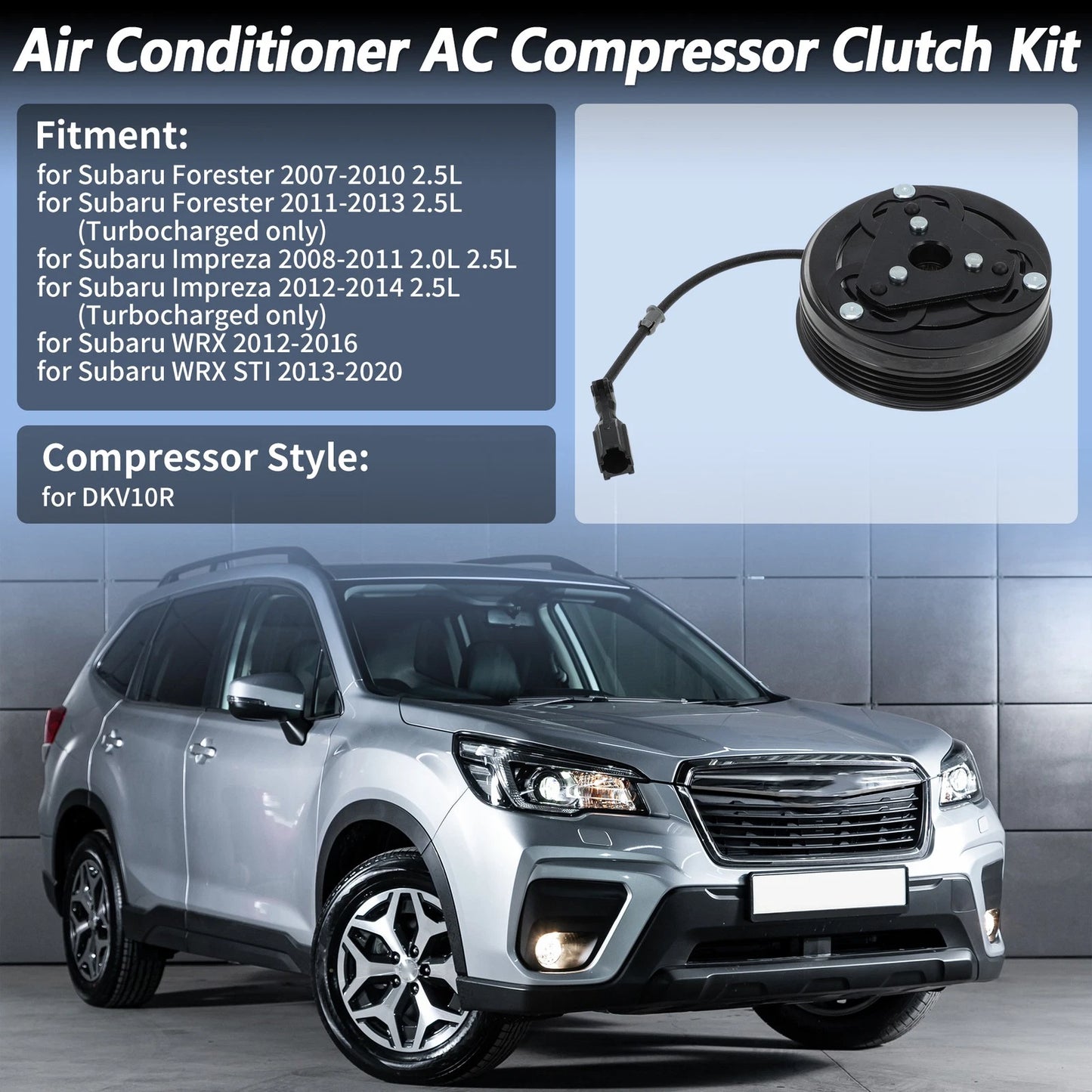 AC Compressor Clutch Kit for Subaru Forester, Impreza, WRX, STI (2000–2023)