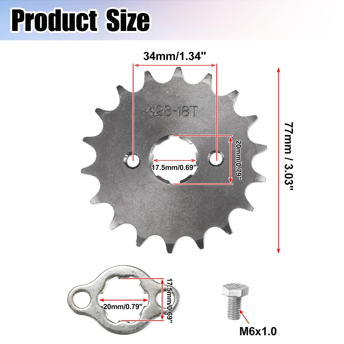 Set of 1 Front Engine Sprocket 428 18T 20mm for Dirt Bike Mini Bike