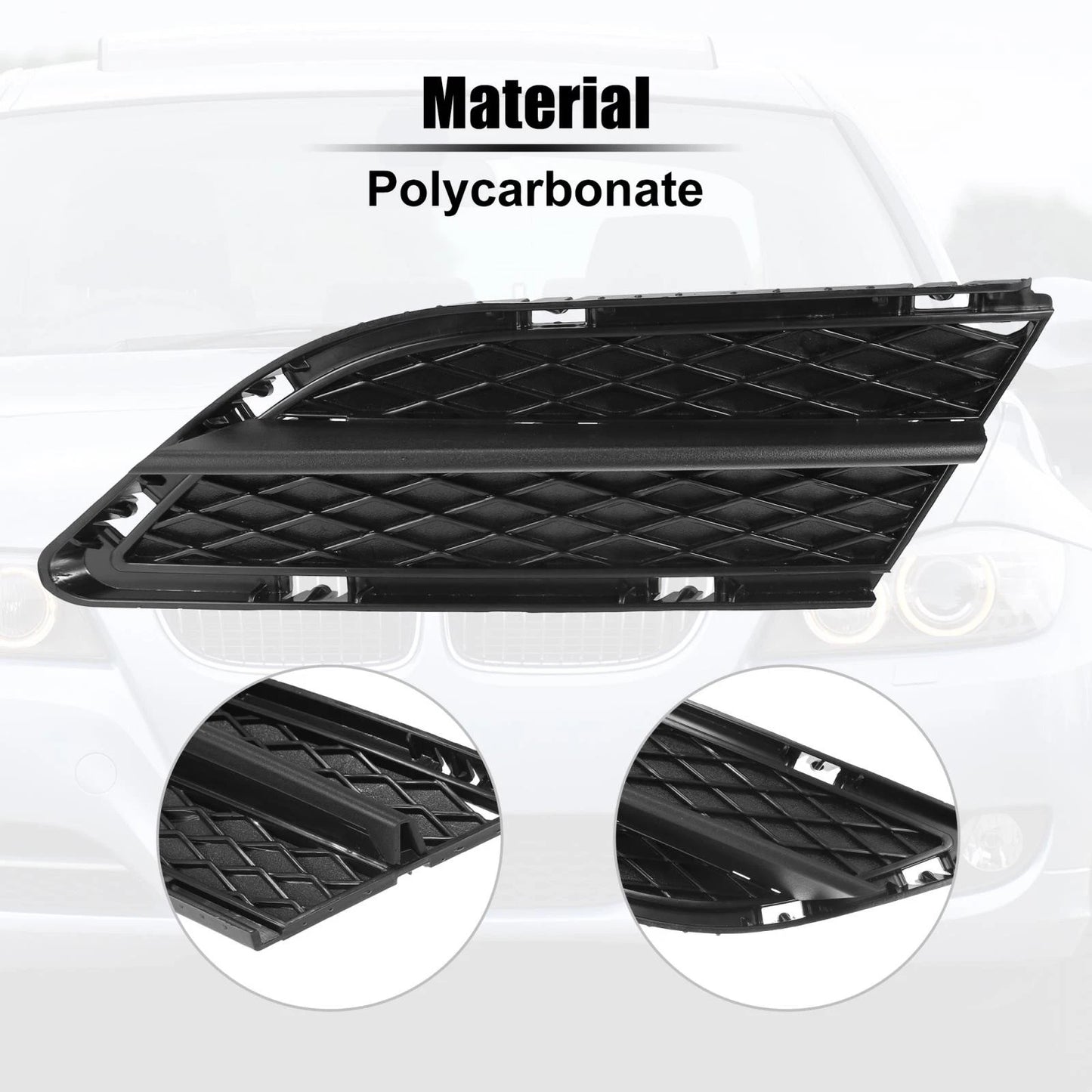 1 Pair Fog Light Grille Black for BMW 328i (2009-2010)