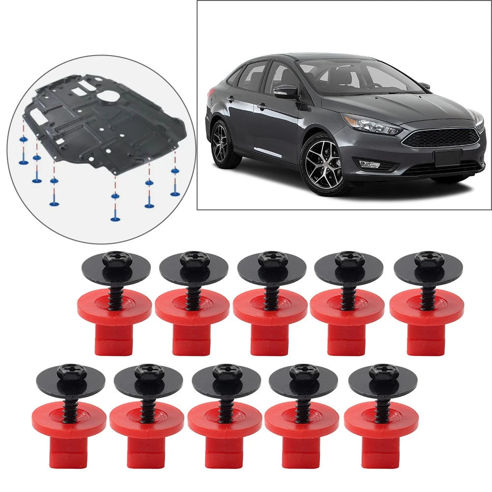 Set of 10 Engine Splash Shield Screw Nut Retainers for Ford Focus, GMC Sierra