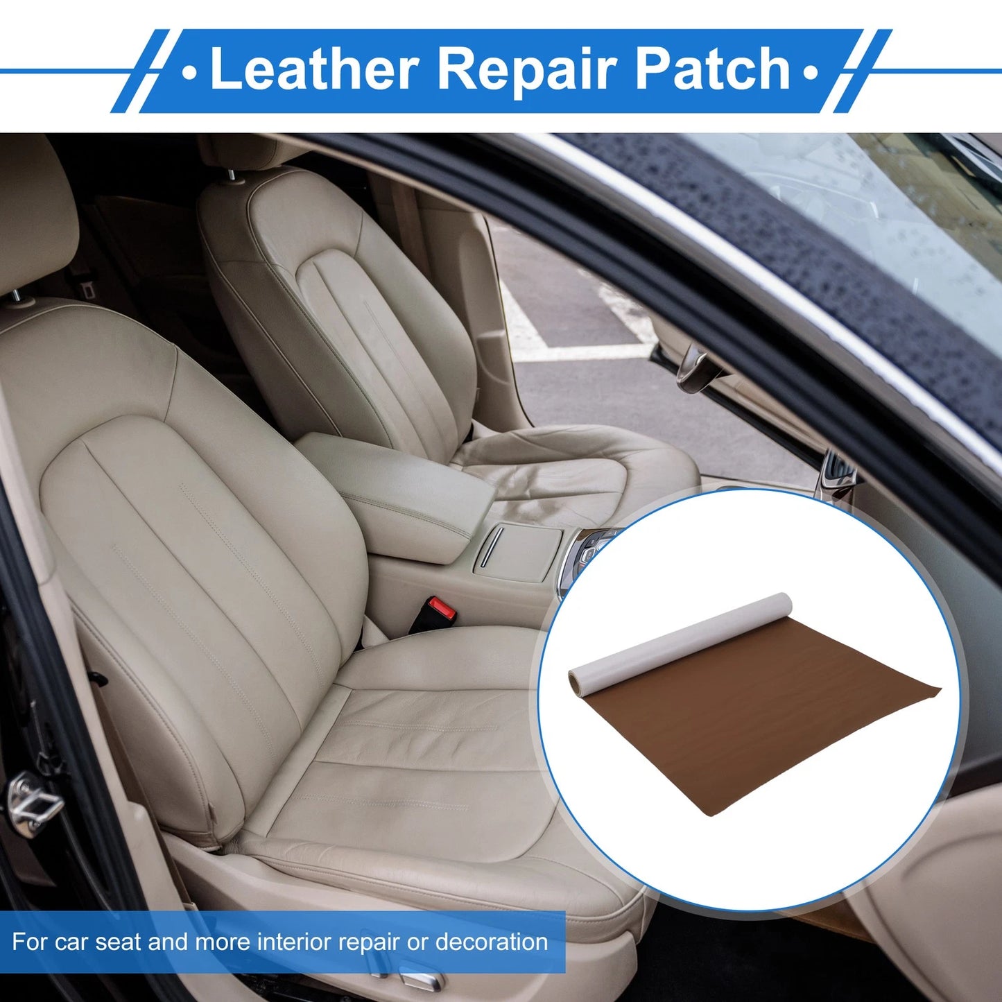 Self Adhesive Leather Repair Patch Tap for Car Seat Sofa (Light Brown)
