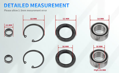 Front Wheel Bearing & Seals for Honda Foreman Rubicon 400 450 500 Rincon 650 680 (2000–2023)