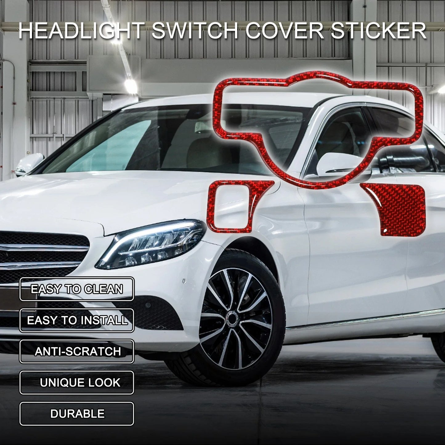 Headlight Switch Cover Sticker for Mercedes-Benz A B C E G Class CLA GLA (2013-2023)