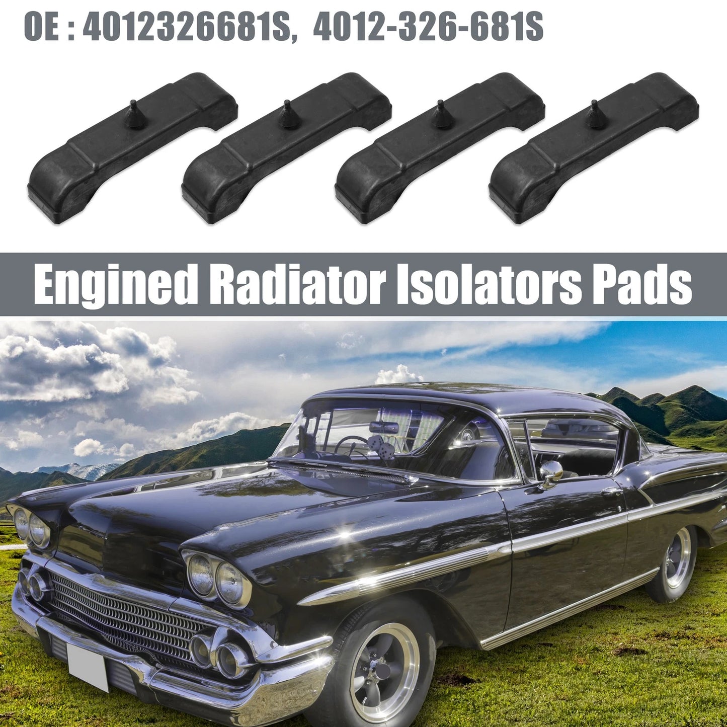 Set of 4 Engine Radiator Isolators Pads 4012326681S for GMC Sprint (1971–1977)