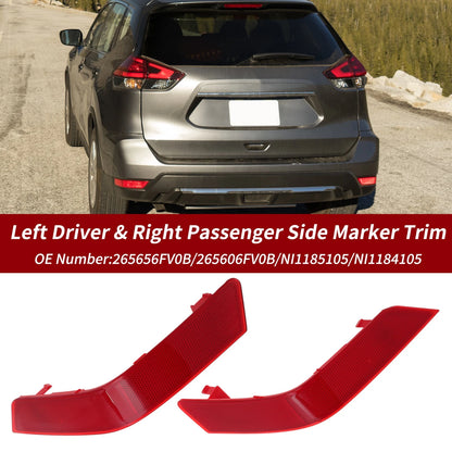 1 Pair Rear Bumper Reflector Side Marker for Nissan Rogue (2017–2020) No. 265656FV0B