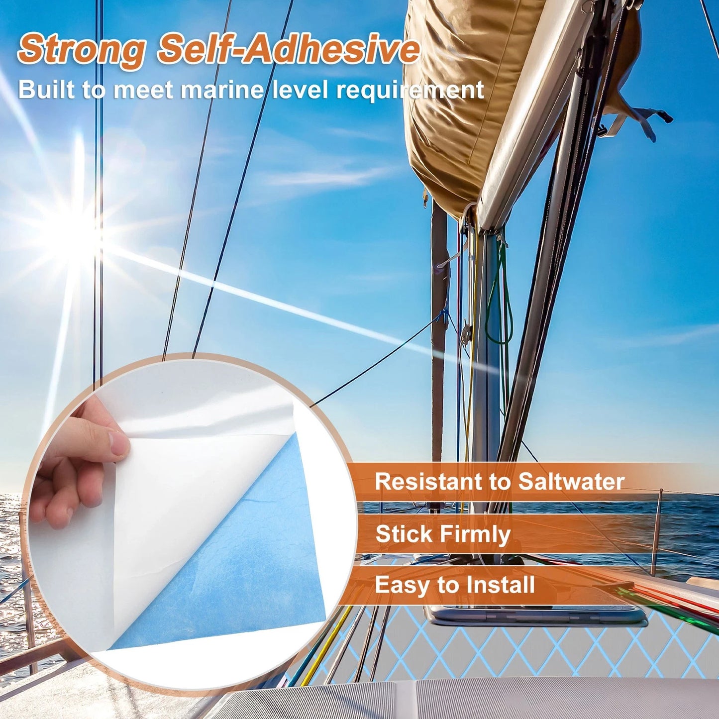 Self-Adhesive Boat Flooring Strip for Various Models (96" L x 16" W)