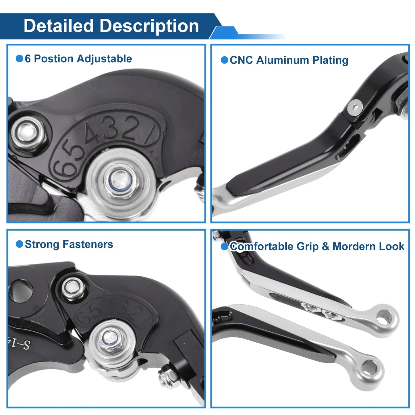 Short Long Brake Clutch Levers for Suzuki Hayabusa GSXR1300 (2000–2023) Black Silver Tone