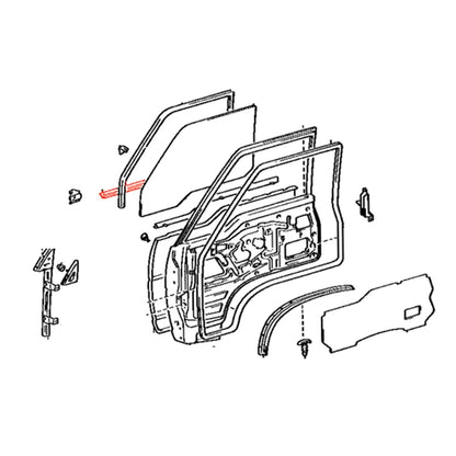 Front Door Glass Weatherstrip for Toyota Hiace Commuter Van (LH51–YH73)
