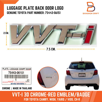 VVT-i Luggage Plate Back Door Emblem for Toyota Yaris, Camry, CH-R