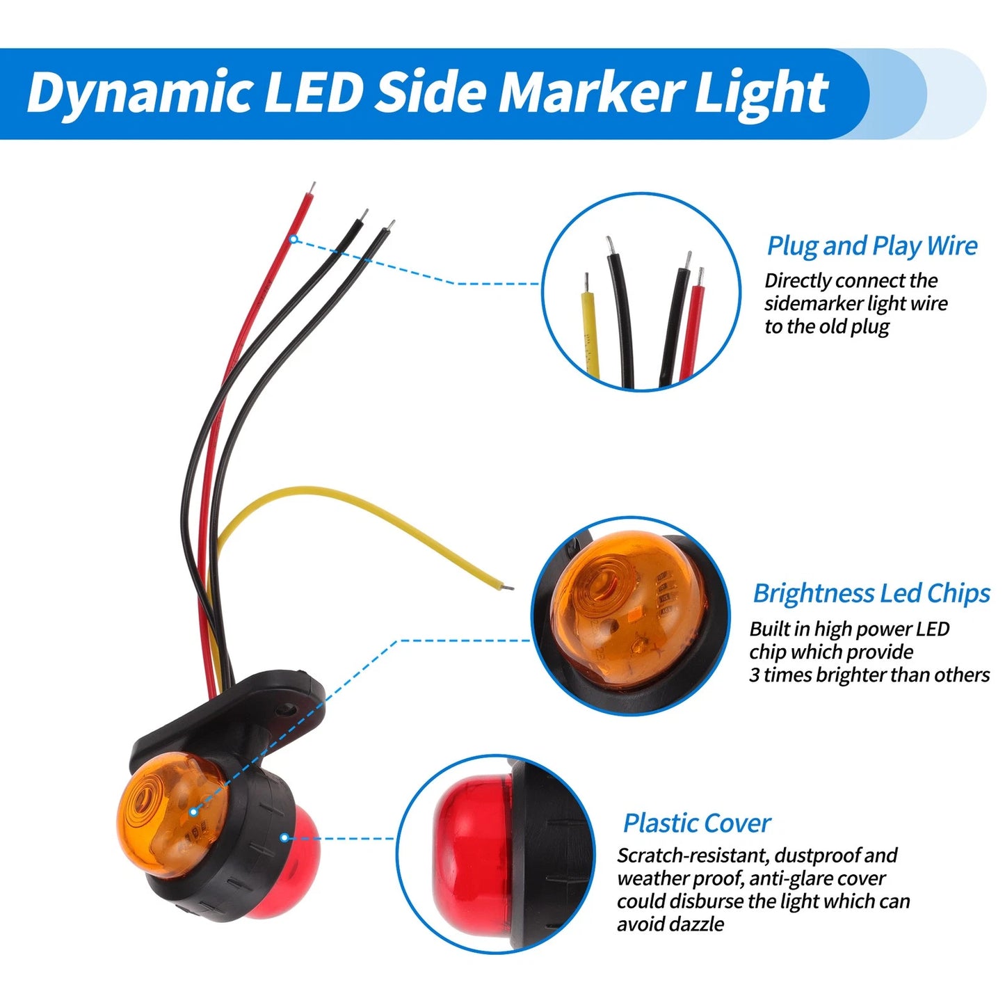 Set of 4 LED Side Fender Marker Lights