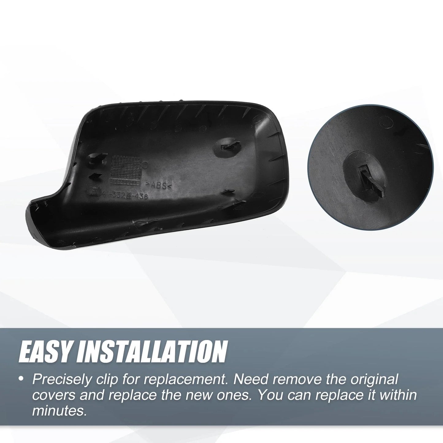 Right Side Mirror Cover Cap Gloss Black for BMW 3 Series E46, 7 Series E65 E66