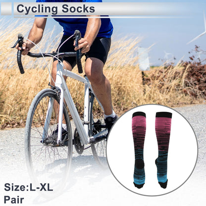 Cycling Socks for Size L-XL (Breathable, High-cut, Rose Red, Light Blue)