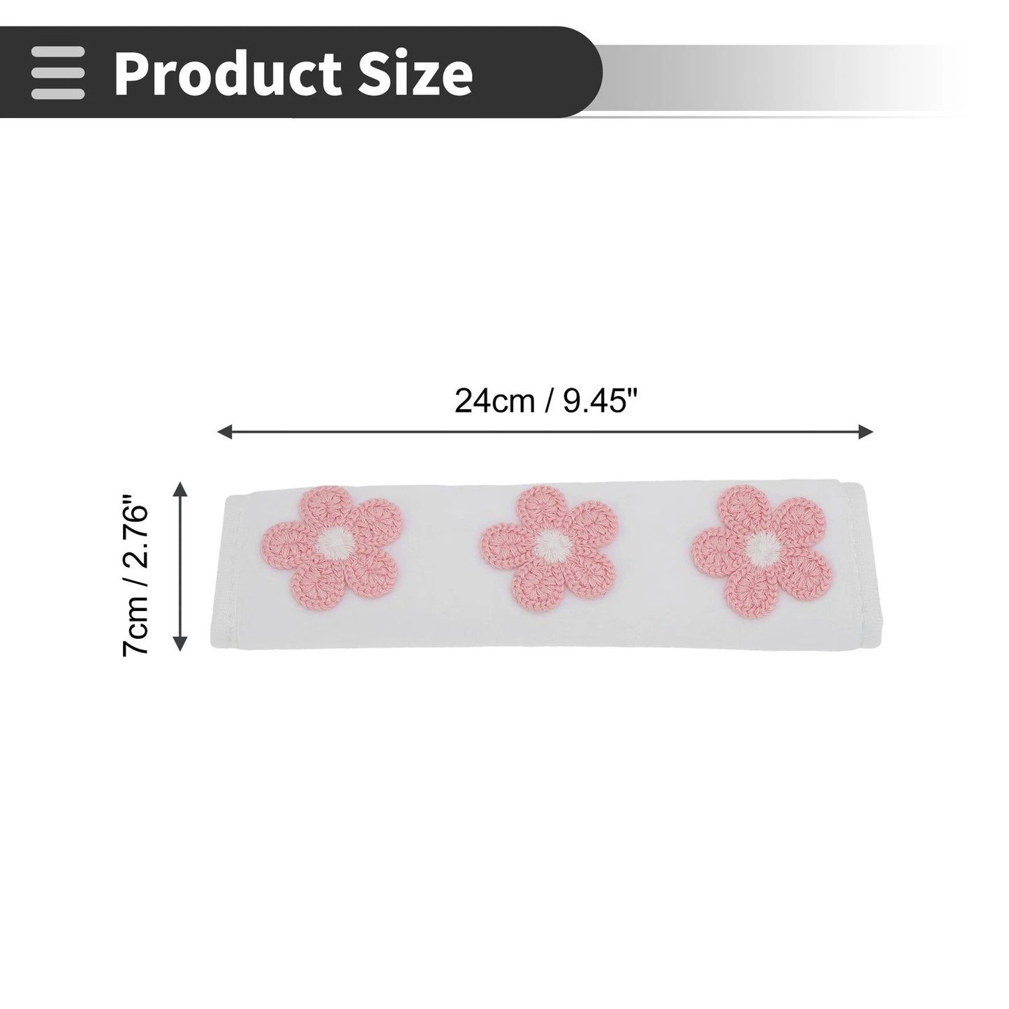2X Pink Seat Belt Cover Pad for Universal Fit (24cm)