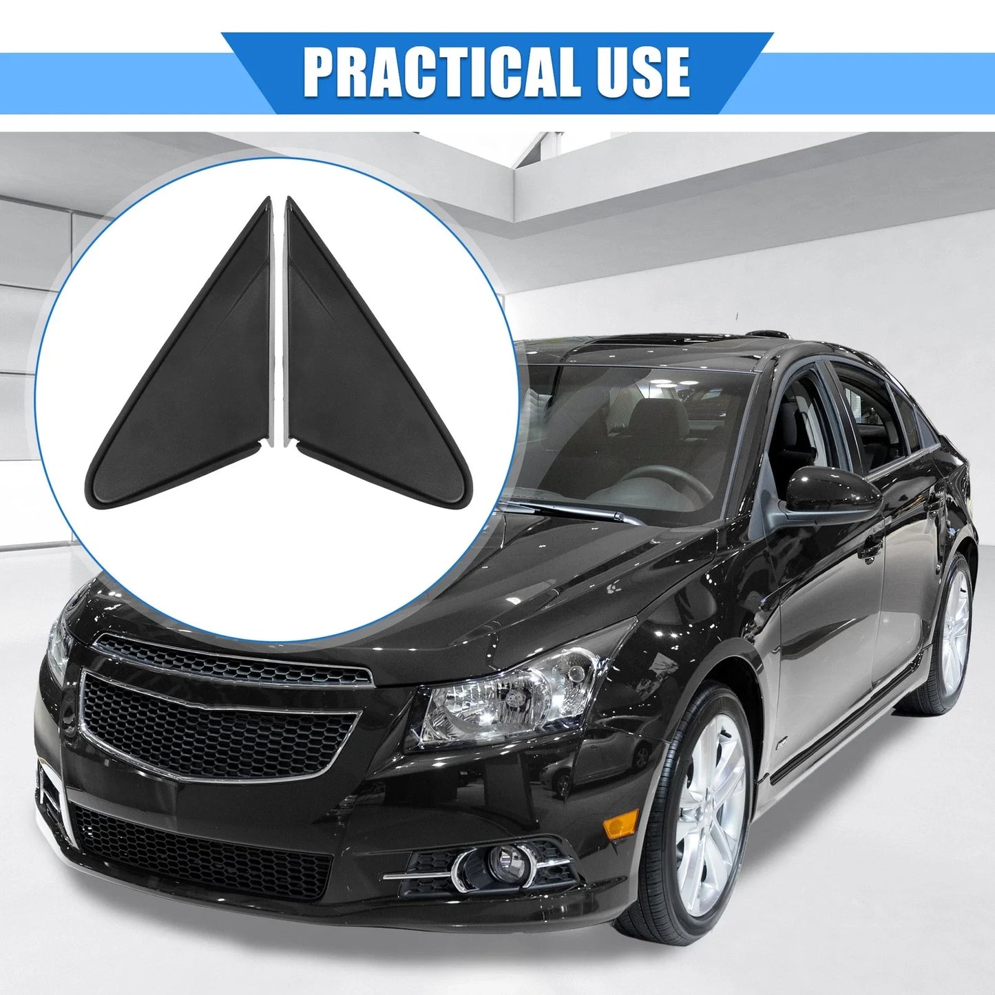 Left Right Side Rear View Mirror Corner Triangle Trim for Chevy Cruze (2011-2016)