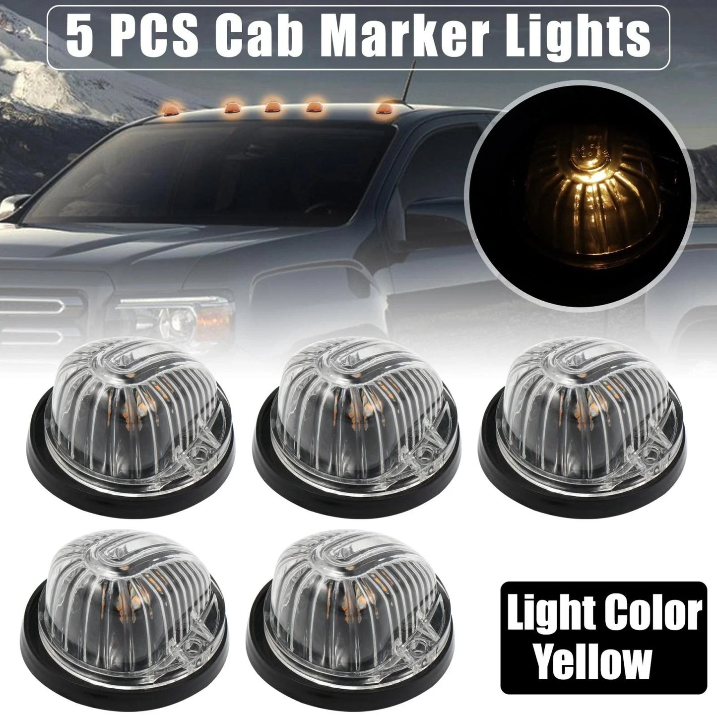 5 x Clear Cab Marker Light Covers for GMC C1500 (1979-1984, 1986)