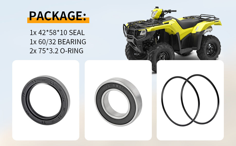 Left Rear Axle Wheel Bearing Seals Kit for Honda Foreman 400 450 500 520 (1995–2023)