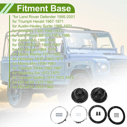 1 Pair 7" Headlight Buckets with Fixings for Mini Classic (Year Range)
