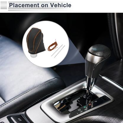 Gear Shift Knob Cover for Subaru Impreza (2017–2023) Black Brown Faux Leather