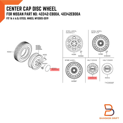 Nissan Wheel Centre Cap Cover for Navara D40 D23 NP300 Steel Rim (05-20)