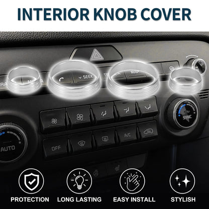 Set of 4 AC Media Volume Switch Knob Cover Rings for Kia Sportage QL (2017)