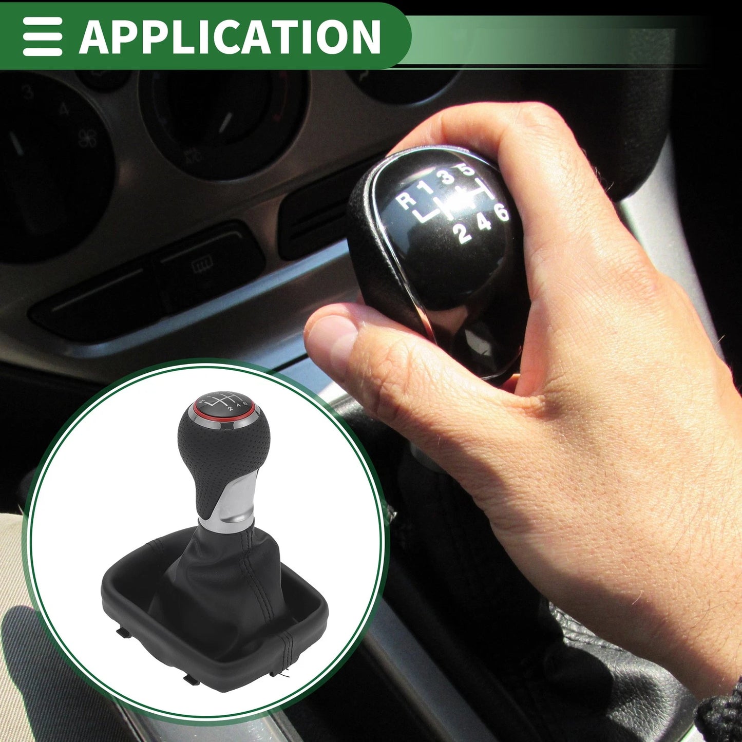 6 Speed Shift Knob with Cover for Audi A3 (2013–2020) Chrome Red Black