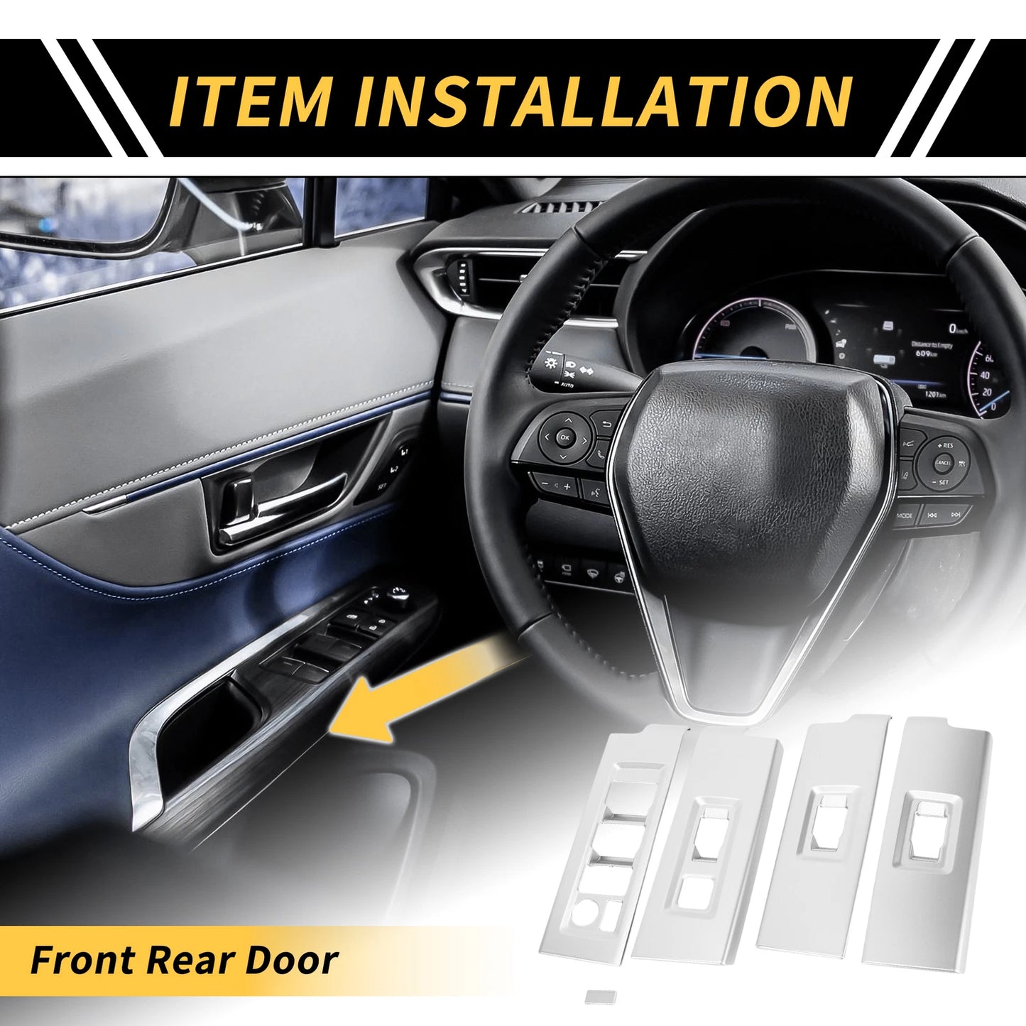 Set of 2 Front Rear Door Window Switch Panel Cover Trim for Toyota Tundra (2022–2024)