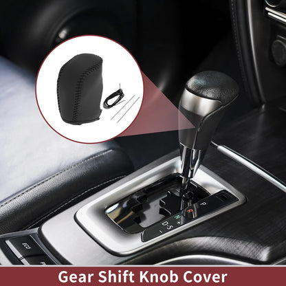 1Pc Gear Shift Knob Cover for Hyundai Sonata (2011–2014) Black Faux Leather