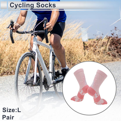 Cycling Socks Anti-Friction Size L Mid-Cut Pink
