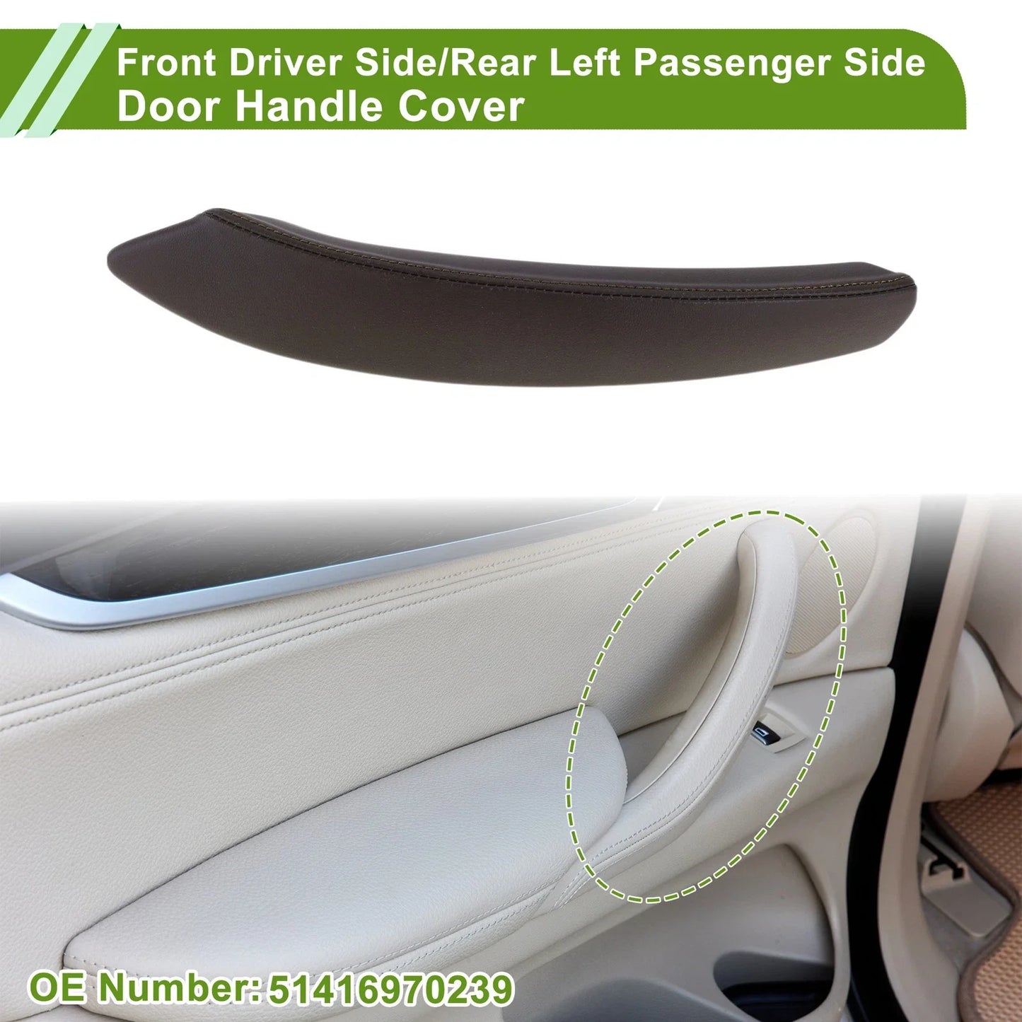Door Panel Handle Pull Trim Cover for BMW X5 (2008-2013) Deep Brown