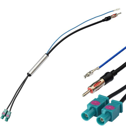 Dual Fakra-Din AM/FM Radio Antenna Adaptor for Various Makes & Models