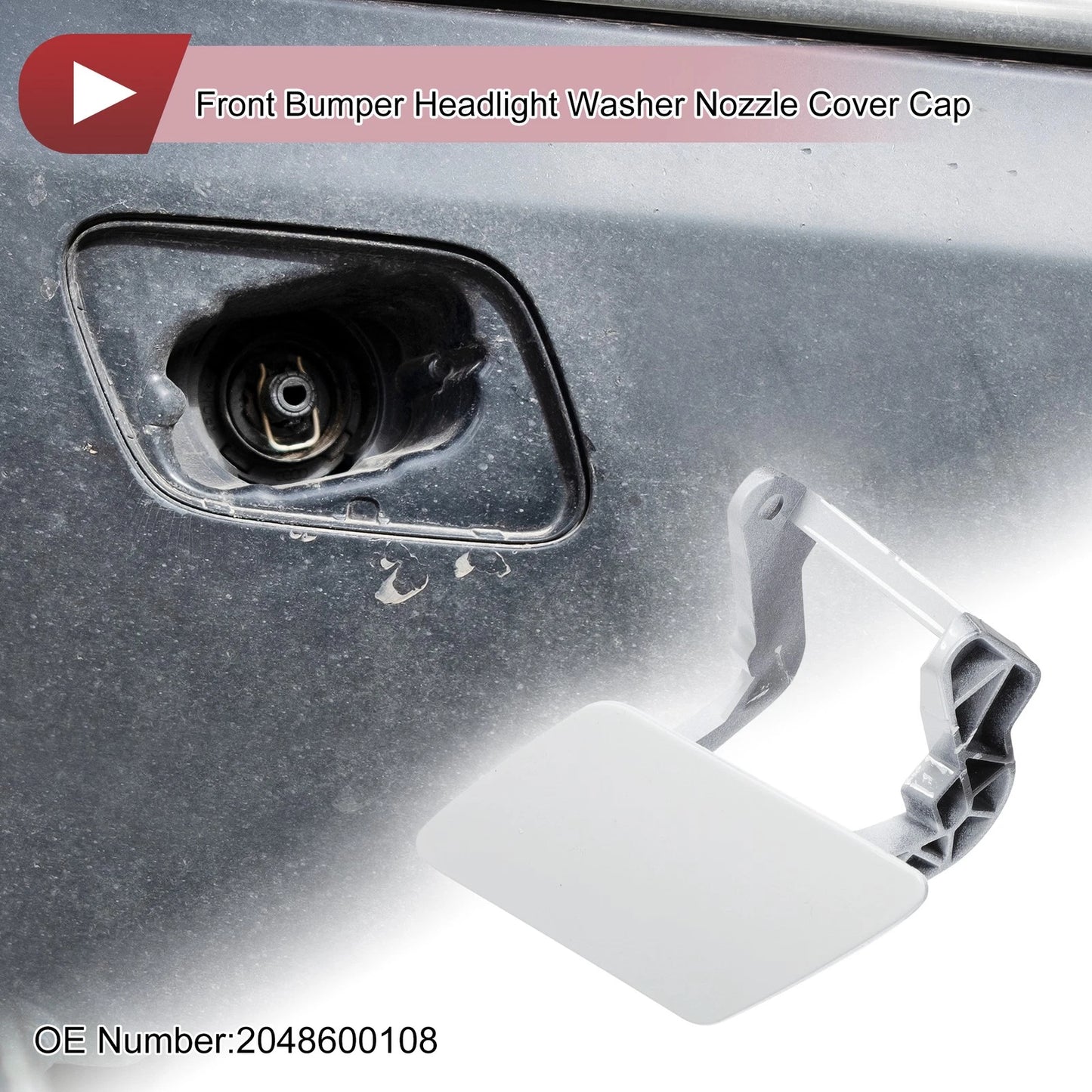 Front Left Washer Nozzle Cover Cap for Mercedes-Benz GLK350 (2010–2015) White