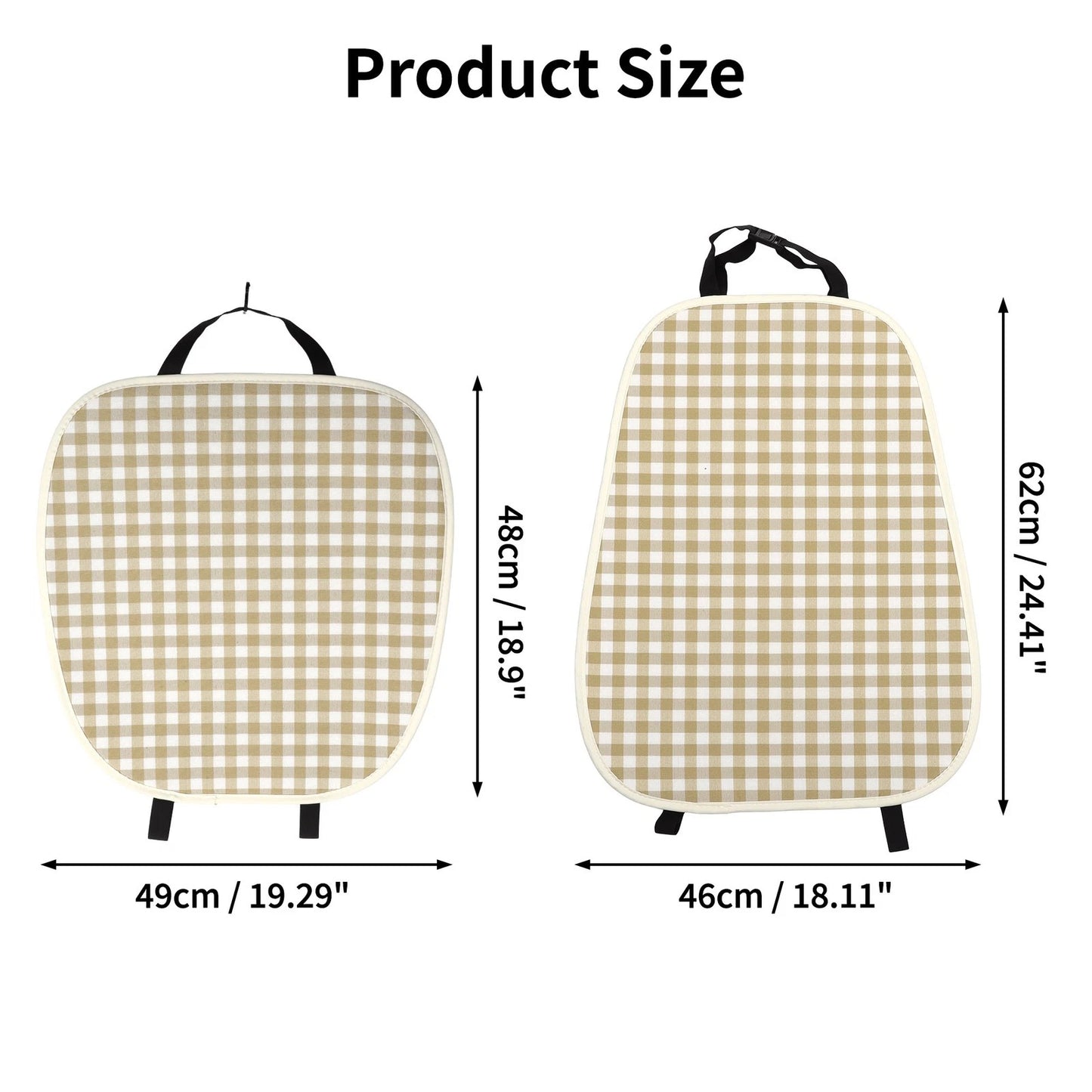 Set of 2 Car Seat Covers for Front and Rear Seats (Cotton, Brown)