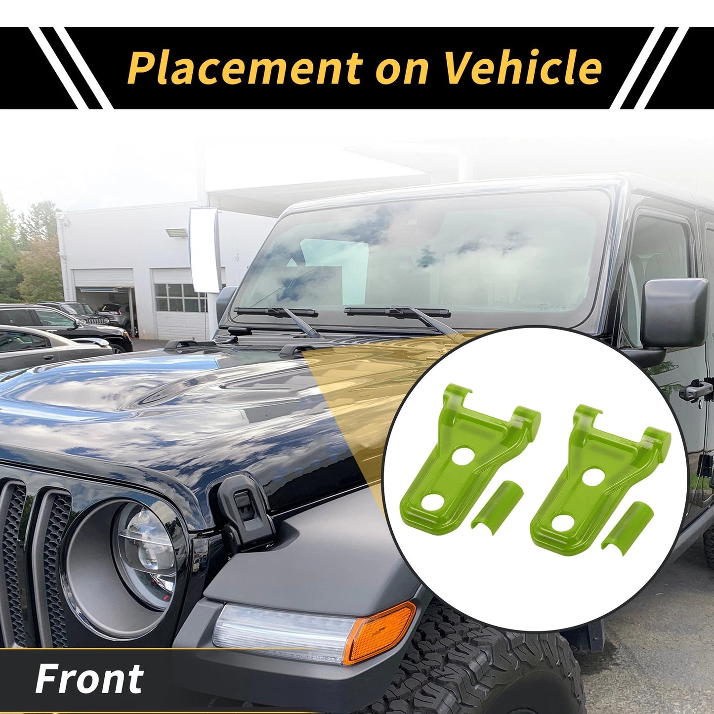 1 Pair Engine Hood Hinge Cover for Jeep Wrangler JL JLU (2018–2024) Green