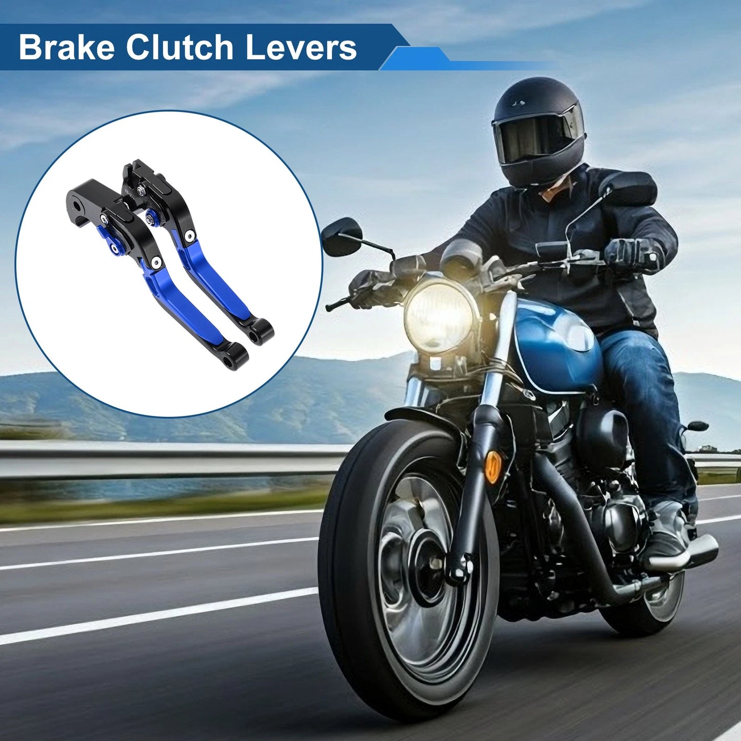 Brake Clutch Levers for Kawasaki ZX10R (2006–2015) Black Head Blue Handle 1 Pair