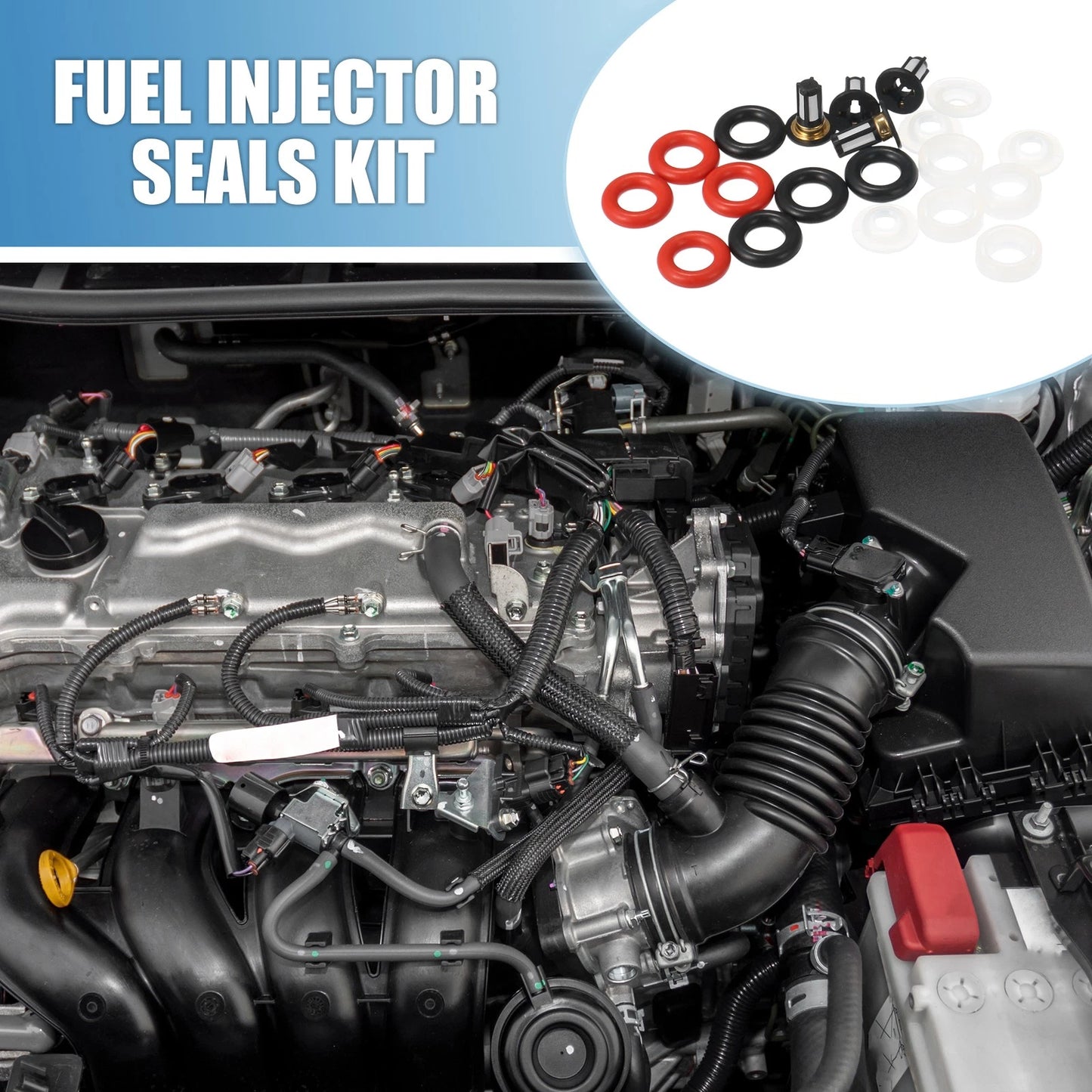 Set of 4 Fuel Injector O Rings Seals with Micro Filter for Suzuki GSXR1000 (2005–2006)