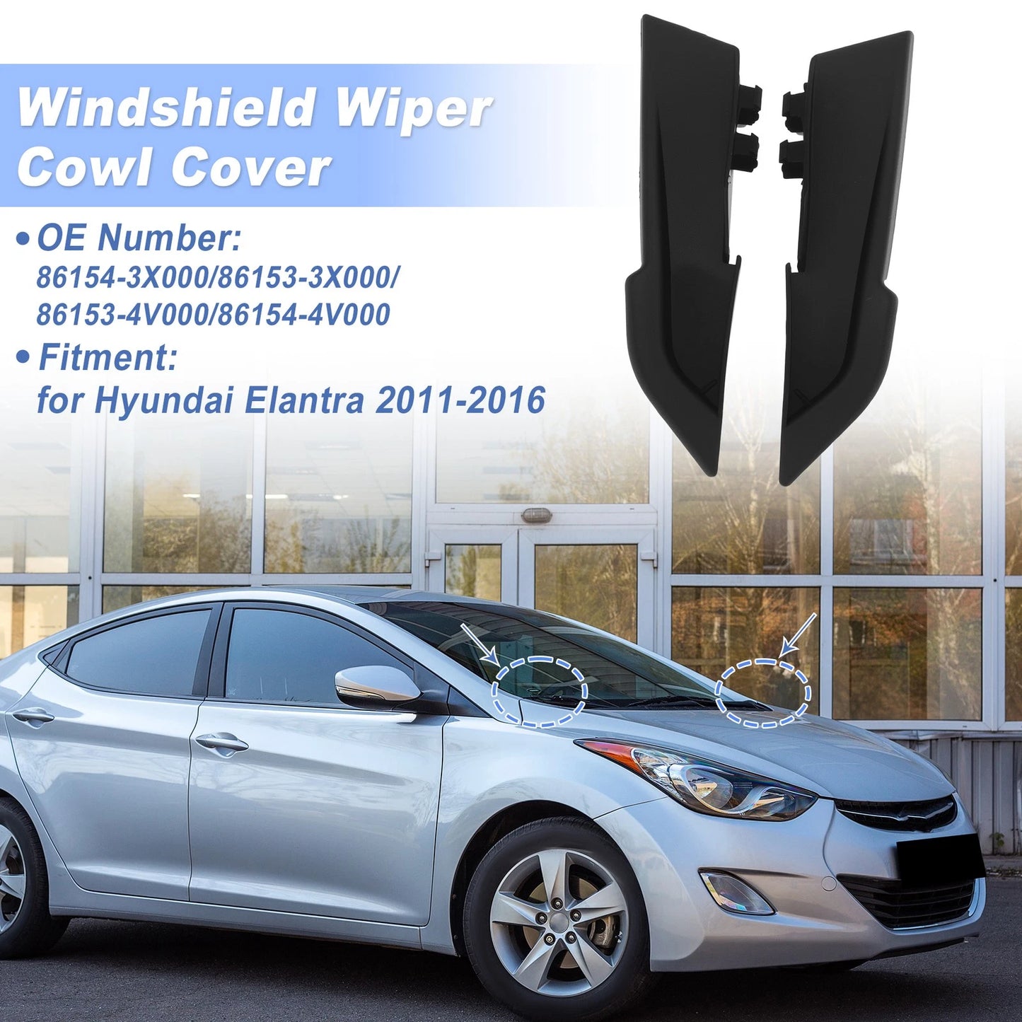 Set of 2 Windshield Cowl Replacements for Hyundai Elantra (2011–2016) 86154-3X000