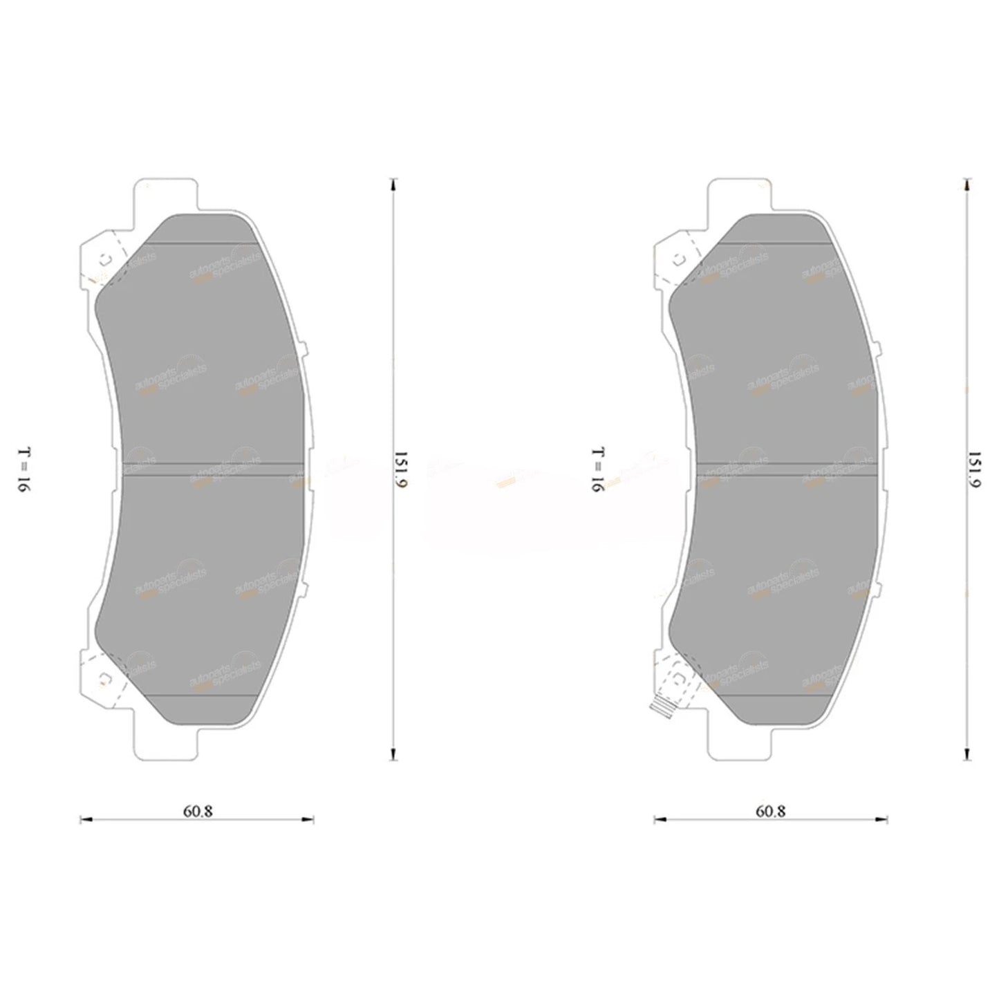 Set of 4 Front Disc Brake Pads for LDV T60 (2017–2021) 4X4 Utility