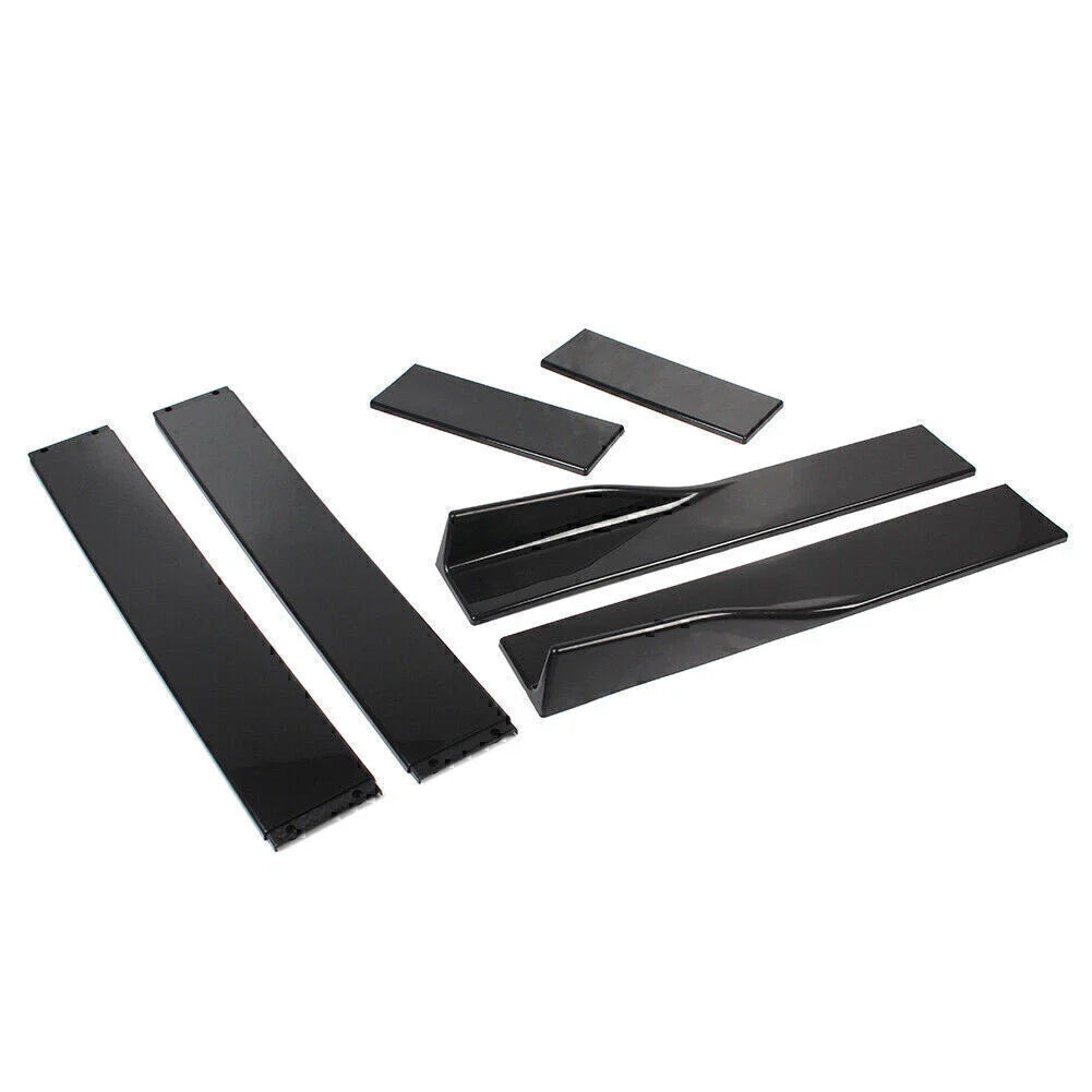 Universal Car Side Skirt Extension Rocker Panel Splitters Lip 78.7" Black