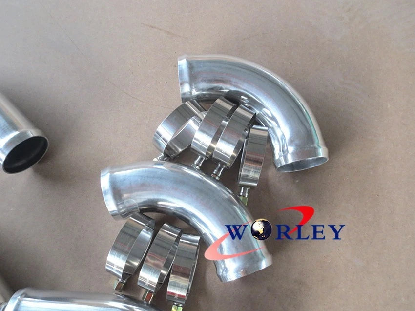 2.5" Aluminum Turbo Piping Kit with Red Hose & T-Clamps for Universal Fit