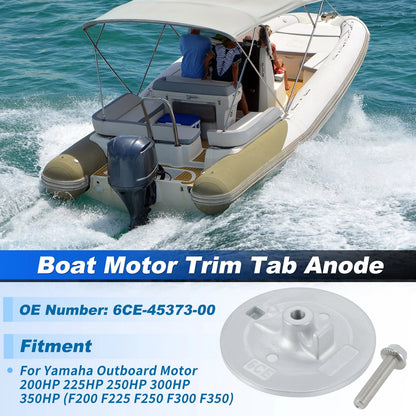 Zinc Trim Tab Anode for Yamaha Outboard Motor (200HP-350HP)