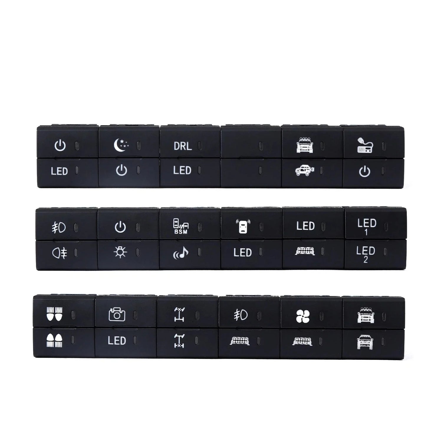 LED Dual Dashboard Control Square Switch Button Harness for Toyota