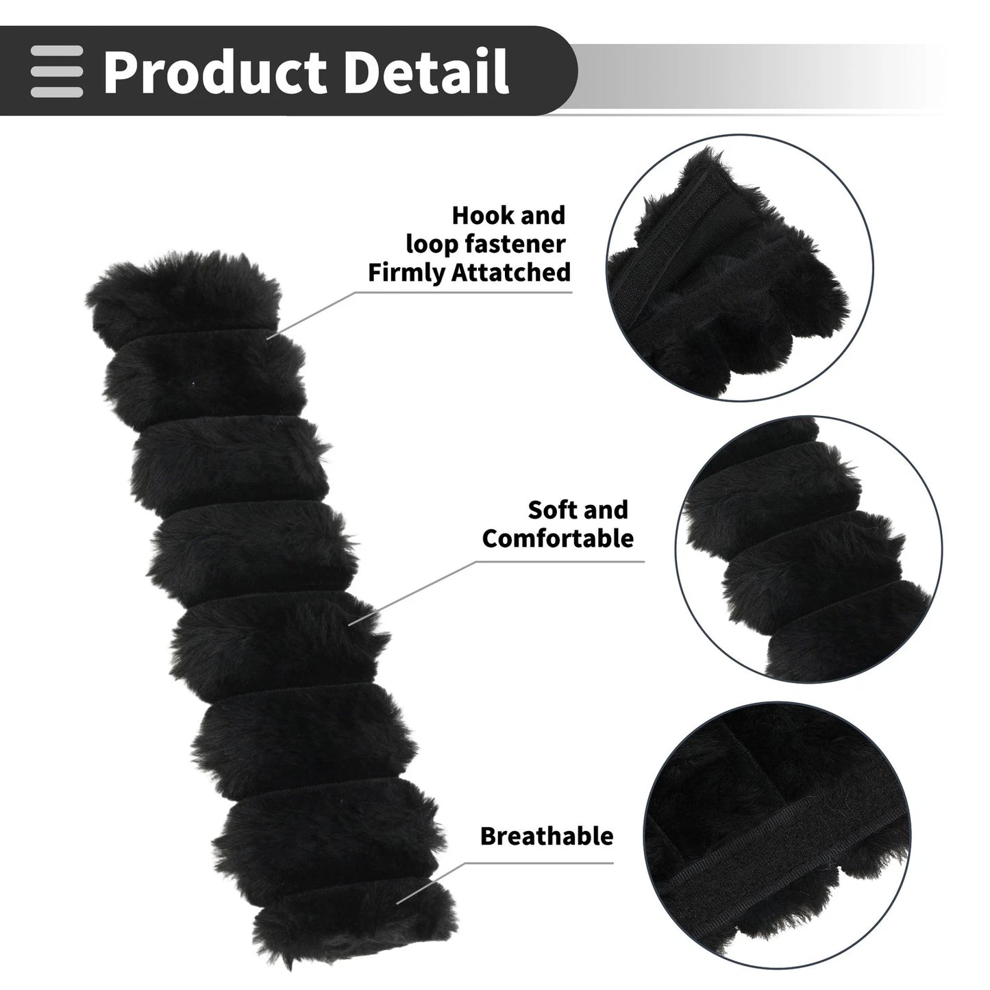Set of 2 Black Seat Belt Cover Pads 24cm for Universal Fit