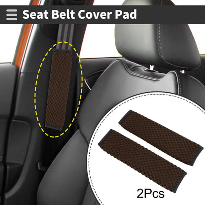 Set of 2 Brown Seat Belt Cover Pads for Universal Fit (23cm)