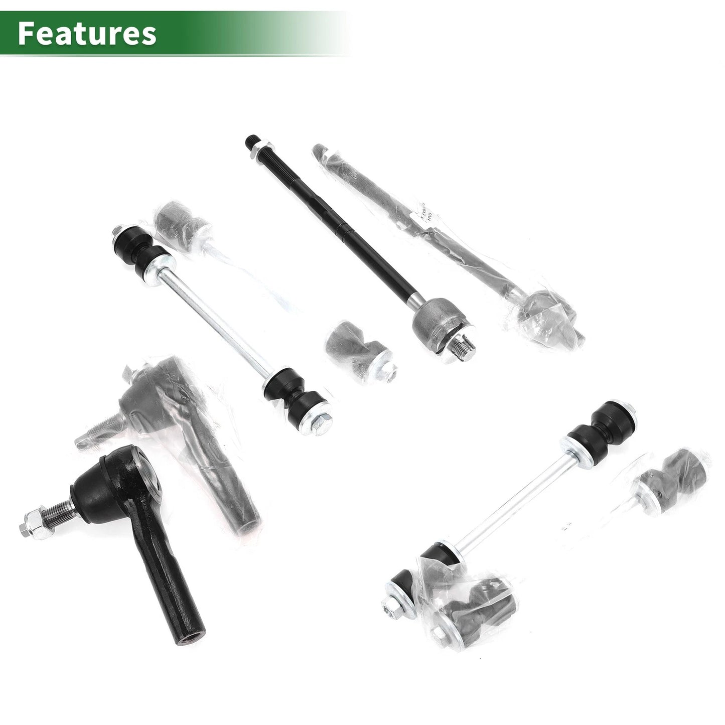 Set of 8 Front Suspension Kit Tie Rod Ends & Sway Bar Links for Ford
