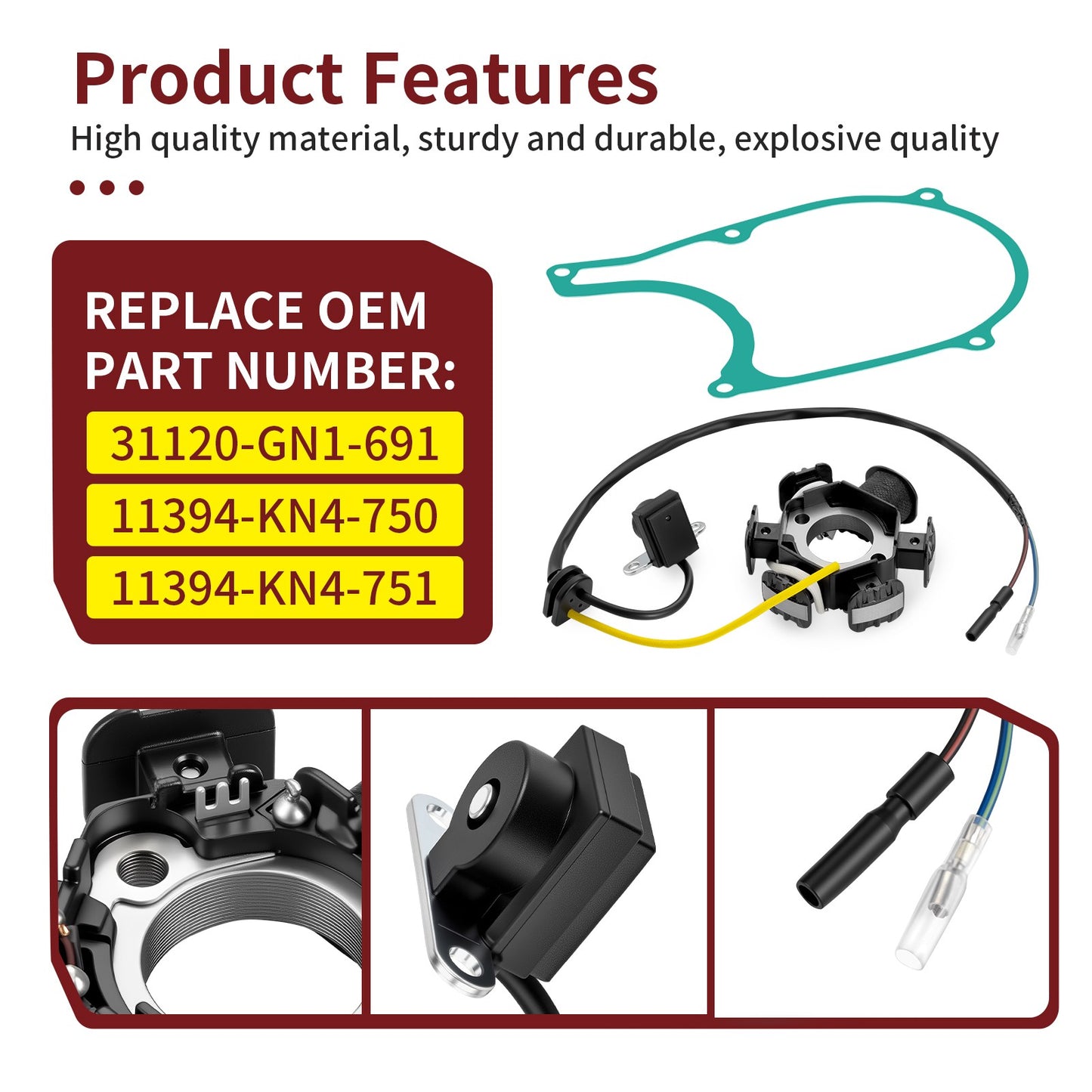 Alternator Stator with Cover Gasket for Honda XR80R (1995–2003)