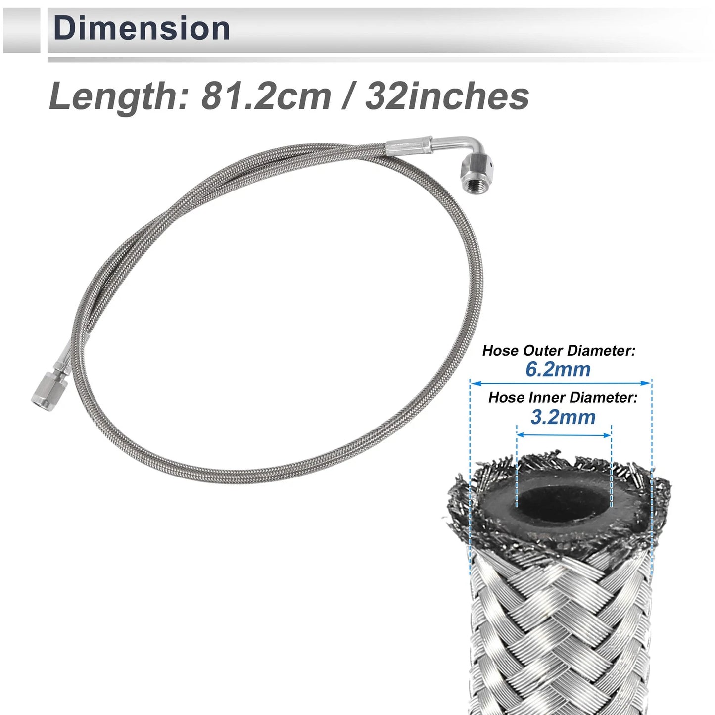 AN-3 Turbo Oil Feed Line Kit for Universal Applications (2.66ft)