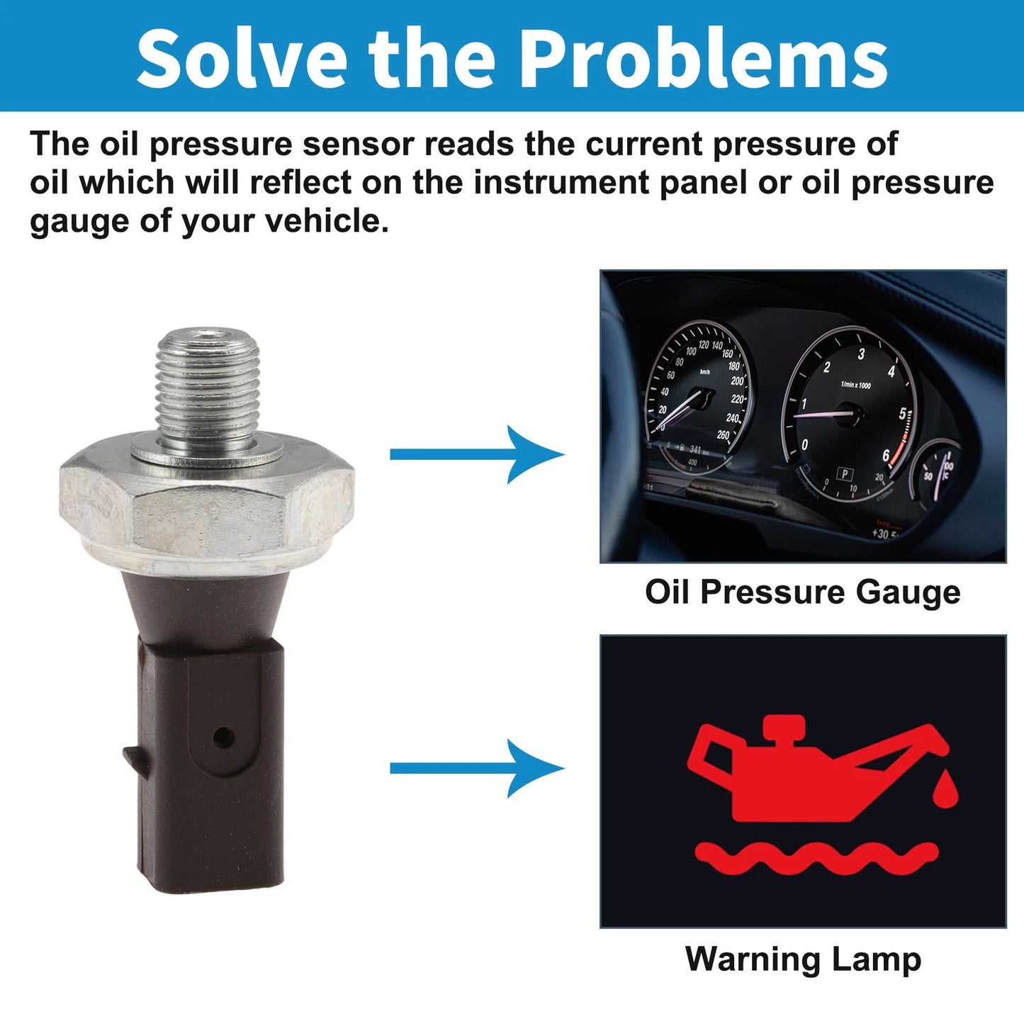 1 Pcs Engine Oil Pressure Sensor No.038919081M for Audi A3 (2006–2008)