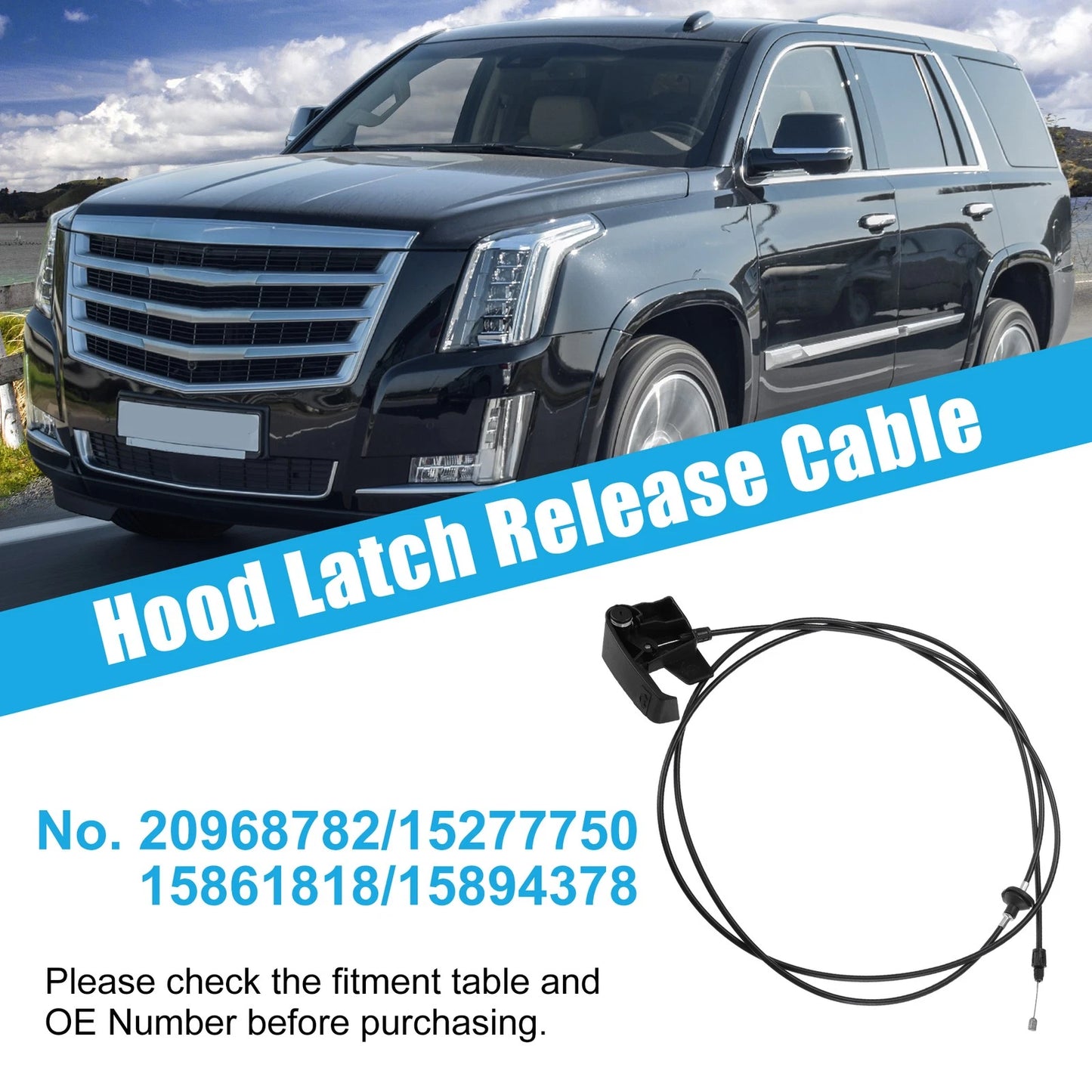 Hood Release Cable for Chevrolet Silverado, GMC Sierra (No. 20968782)